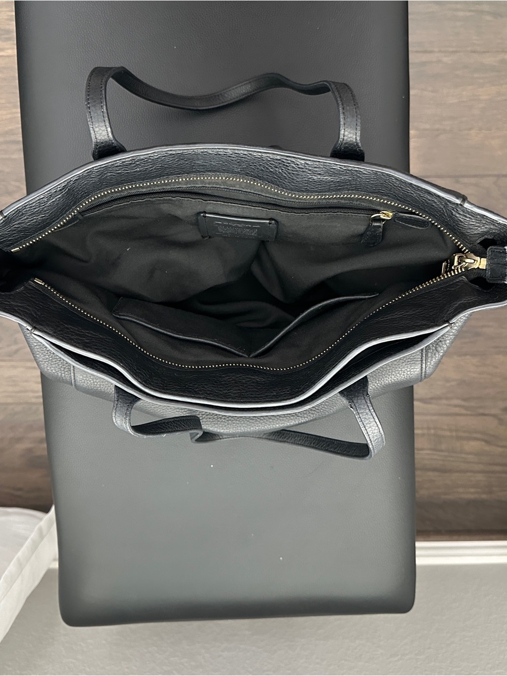 Coach Pebble Leather Turn Lock Tote Black | F12134 | Women’s Tote Purse - Picture 9 of 10
